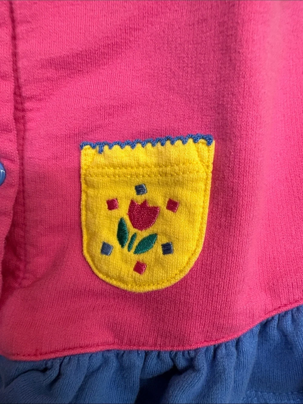 Vintage Gymboree Bright Colorblock Ruffle Dress - Pink, Teal, Blue & Yellow